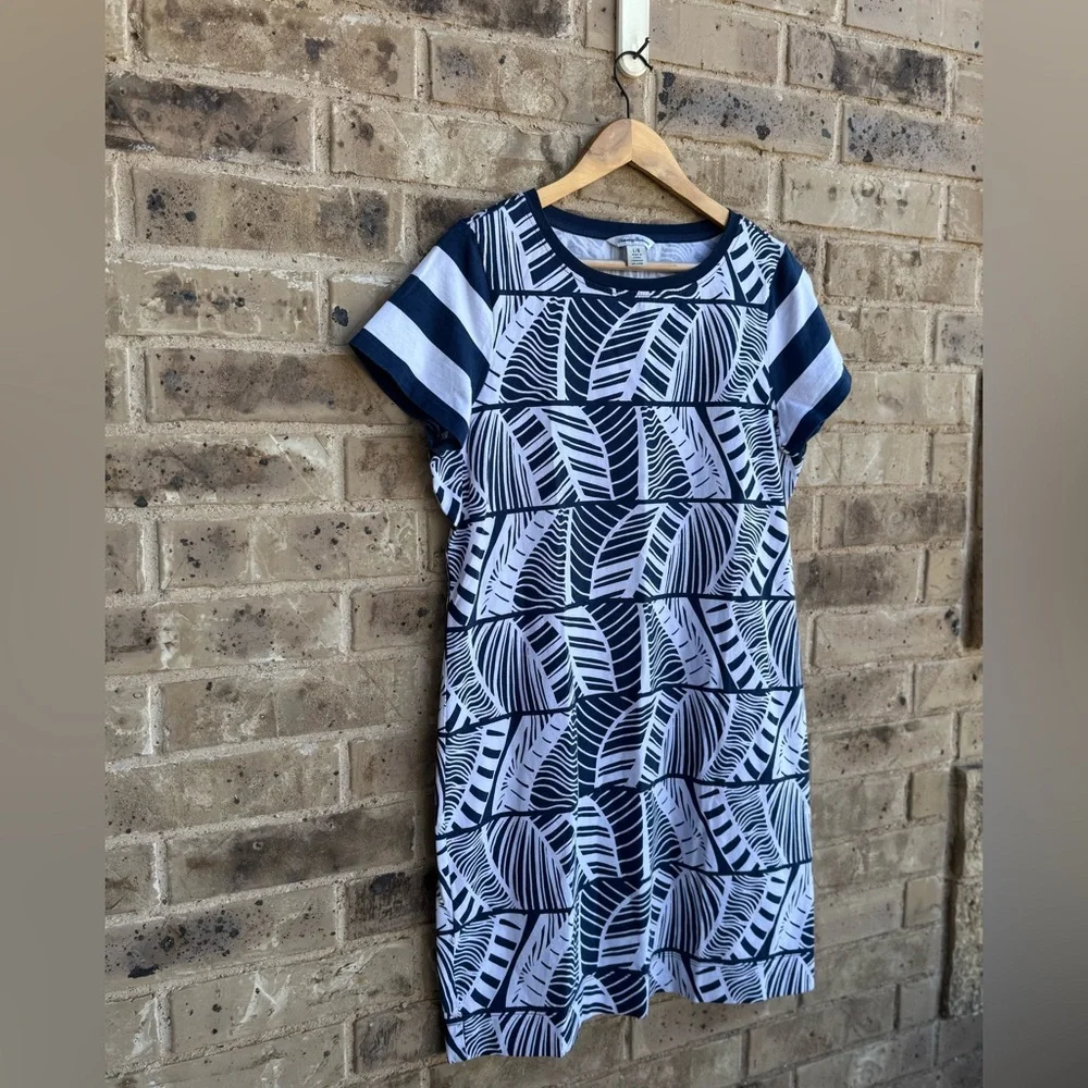 Tommy Bahama Navy & White Leaf Printed Short Sleeve Women's Dress size Large - Picture 3 of 7